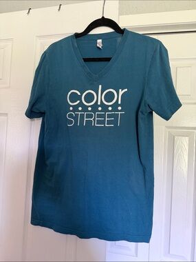 Color Street Teal V-Neck Logo Tee - Deep Teal